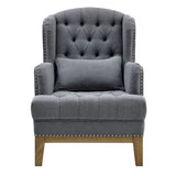 Grey Button Tufted Armchair