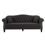 Charcoal Chesterfield Three Seater Sofa With Studs