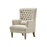 Chesterfield Beige Linen Winged Armchair