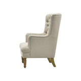 Chesterfield Beige Linen Winged Armchair