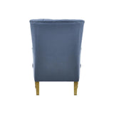Chesterfield Navy Grey Linen Winged Armchair