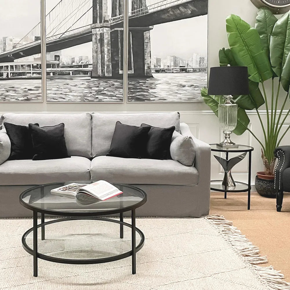 Portland Black and Glass Side Table