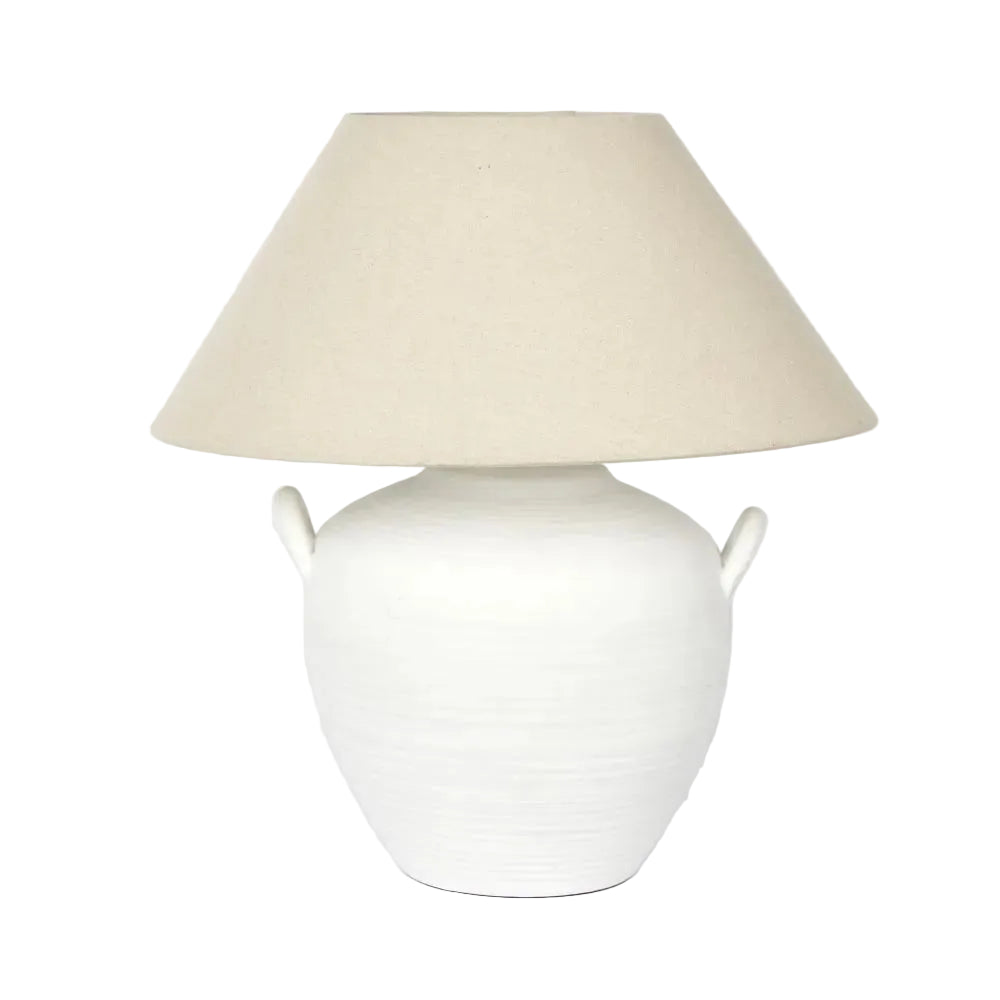 Bayview White Table Lamp With Natural Shade