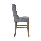 Grey Linen Button Tufted Counter Stool