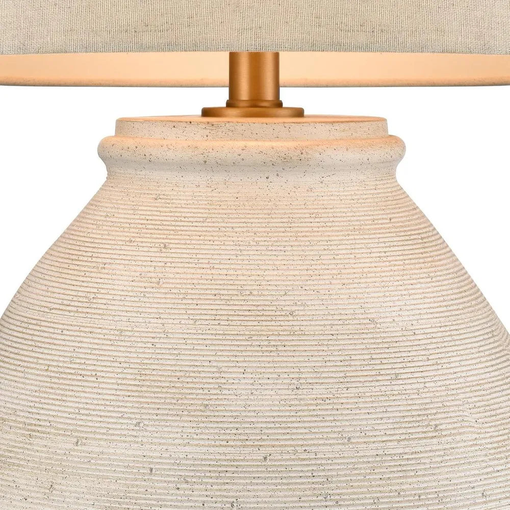 Stone Table Lamp With Natural Linen Shade
