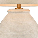 Stone Table Lamp With Natural Linen Shade