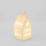 Pair of White Porcelain Light Up Houses