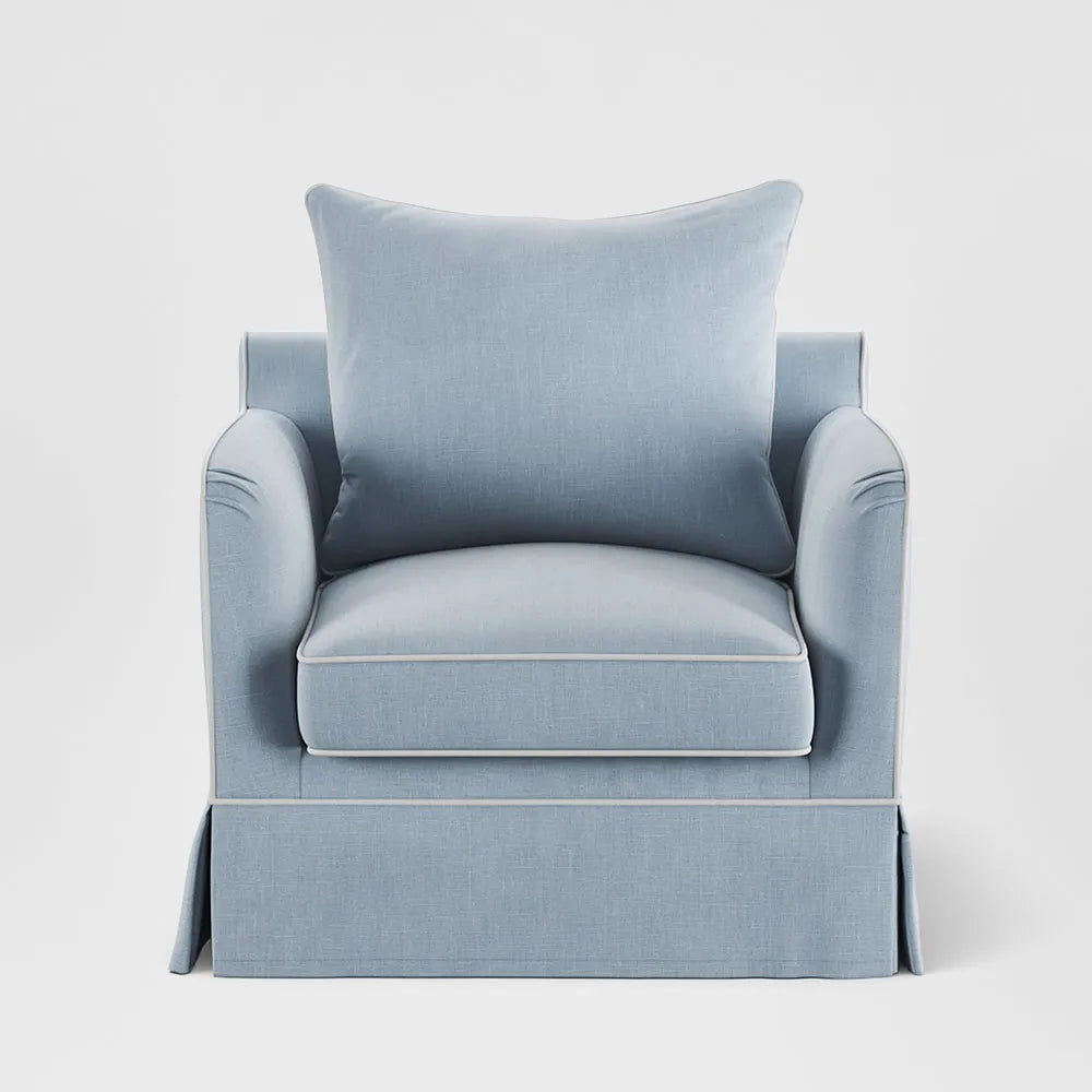 Avondale Armchair In Pale Blue with Piping