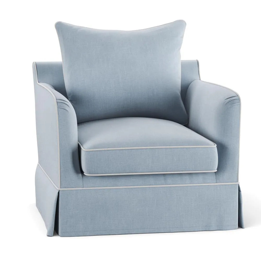 Avondale Armchair In Pale Blue with Piping