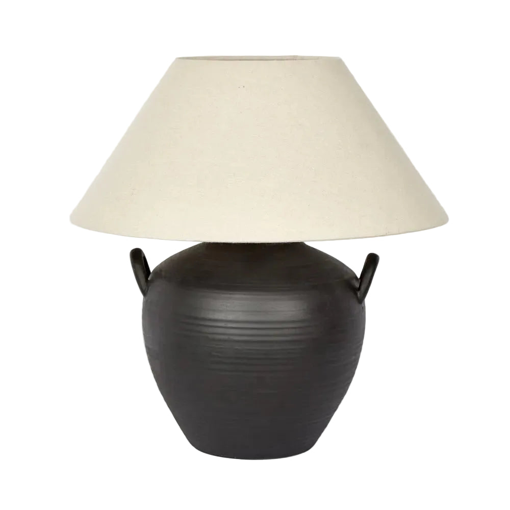 Bayview Black Table Lamp With Natural Shade