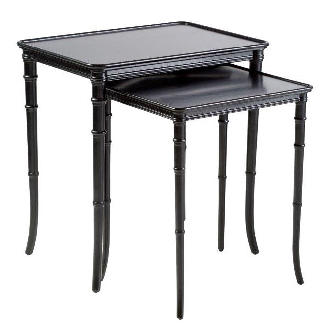 Maine Nest of Bamboo Side Tables In Black