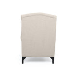 Royal Beige Linen Chesterfield Wing Back Armchair