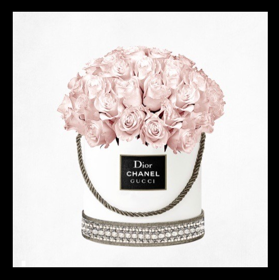 Small Pink Roses Black Gloss Framed Designer Print
