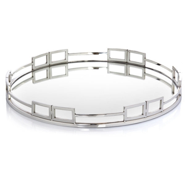 Manhattan Round Silver Mirrored Tray