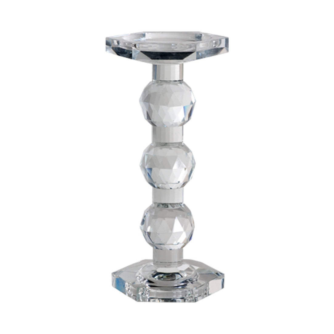 Pair Of Crystal Cut Pillar Candle Sticks - SECONDS