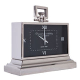 Ex Display Luxury Medium Silver Nickel Mantle Clock In Black