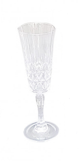 Set of Six Acrylic Crystal Cut Champagne Glasses With Silver Rim