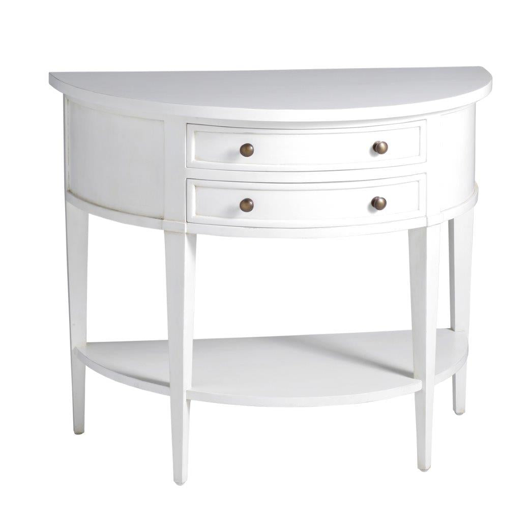 Bayview Half Moon Hall Table In White