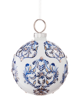 Blue & White Ball Christmas Ornament - SAVE 30% OFF!