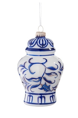 Set Of Two Blue & White Ginger Jar Christmas Ornaments