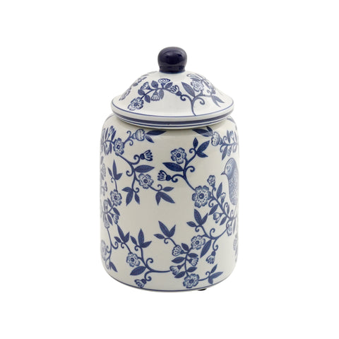 Blue & White Jar with Bird - Large