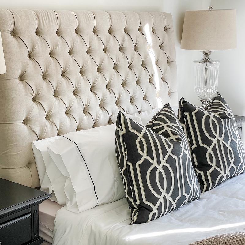 Luxurious Glass Nickel Lamp with Beige Linen Shade