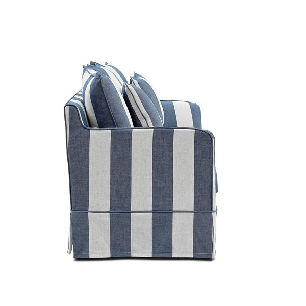 Avondale Two Seater Sofa In Denim Blue Stripe with Piping