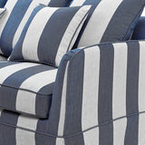 Avondale Two Seater Sofa In Denim Blue Stripe with Piping