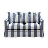 Avondale Two Seater Sofa In Denim Blue Stripe with Piping