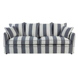 Avondale Three Seater Sofa In Denim Blue Stripe with Piping