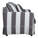 Avondale Three Seater Sofa In Grey Stripe with Piping