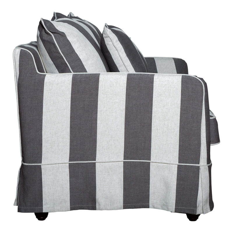 Avondale Two Seater Sofa In Grey Stripe with Piping