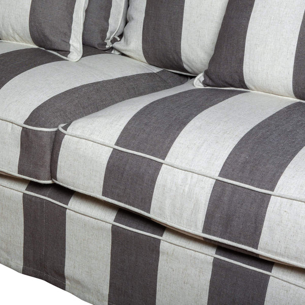 Avondale Three Seater Sofa In Grey Stripe with Piping