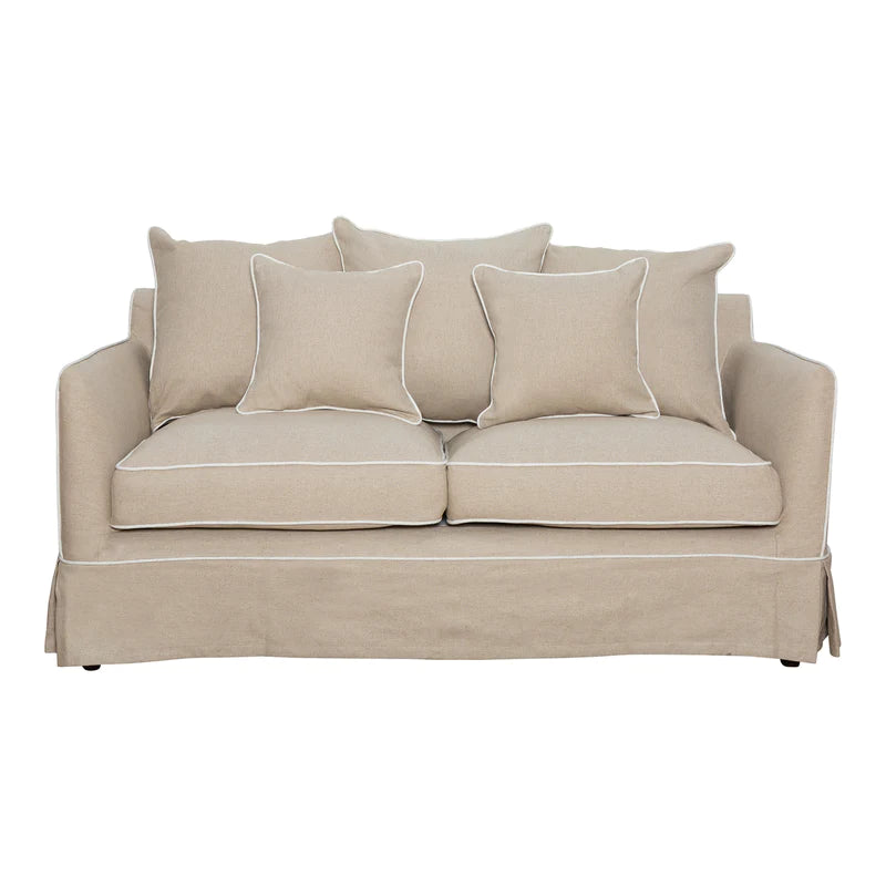 Avondale Two Seater Sofa In Natural with White Piping