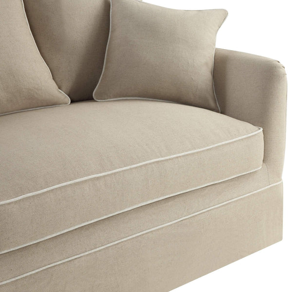 Avondale Three Seater Sofa In Natural with White Piping