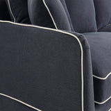 Avondale Three Seater Sofa In Navy with White Piping