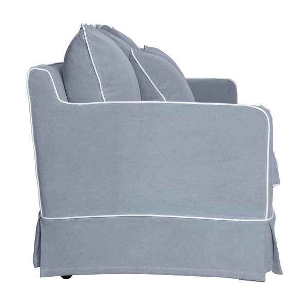Avondale Three Seater Sofa In Grey with White Piping