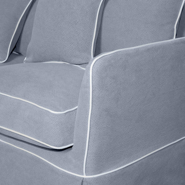 Avondale Three Seater Sofa In Grey with White Piping