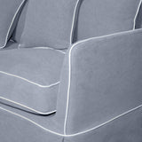 Avondale Three Seater Sofa In Grey with White Piping