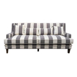 Newport Three Seater Sofa In Grey Stripe with Piping