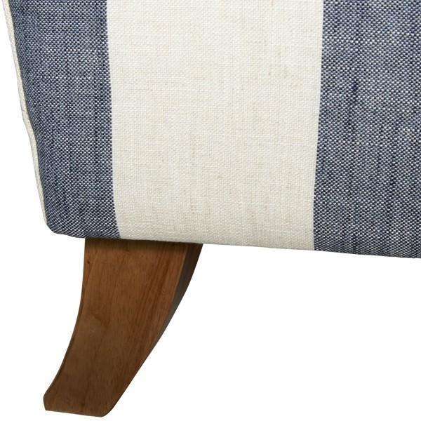 Newport Three Seater Sofa In Denim Blue Stripe with Piping