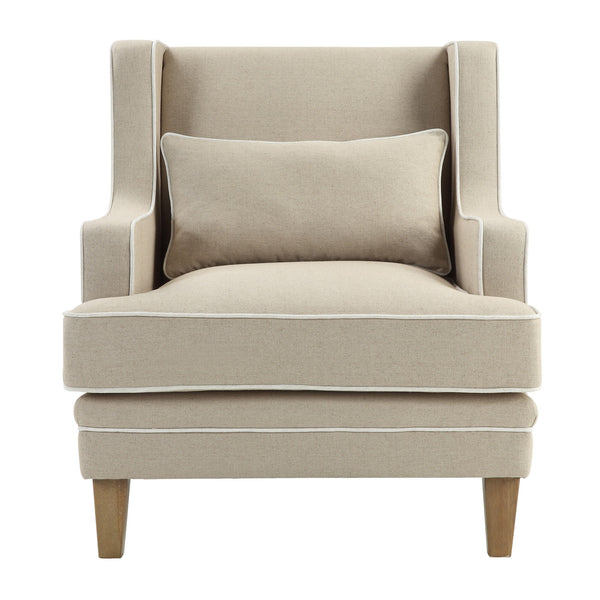 Newport Armchair In Natural With White Piping