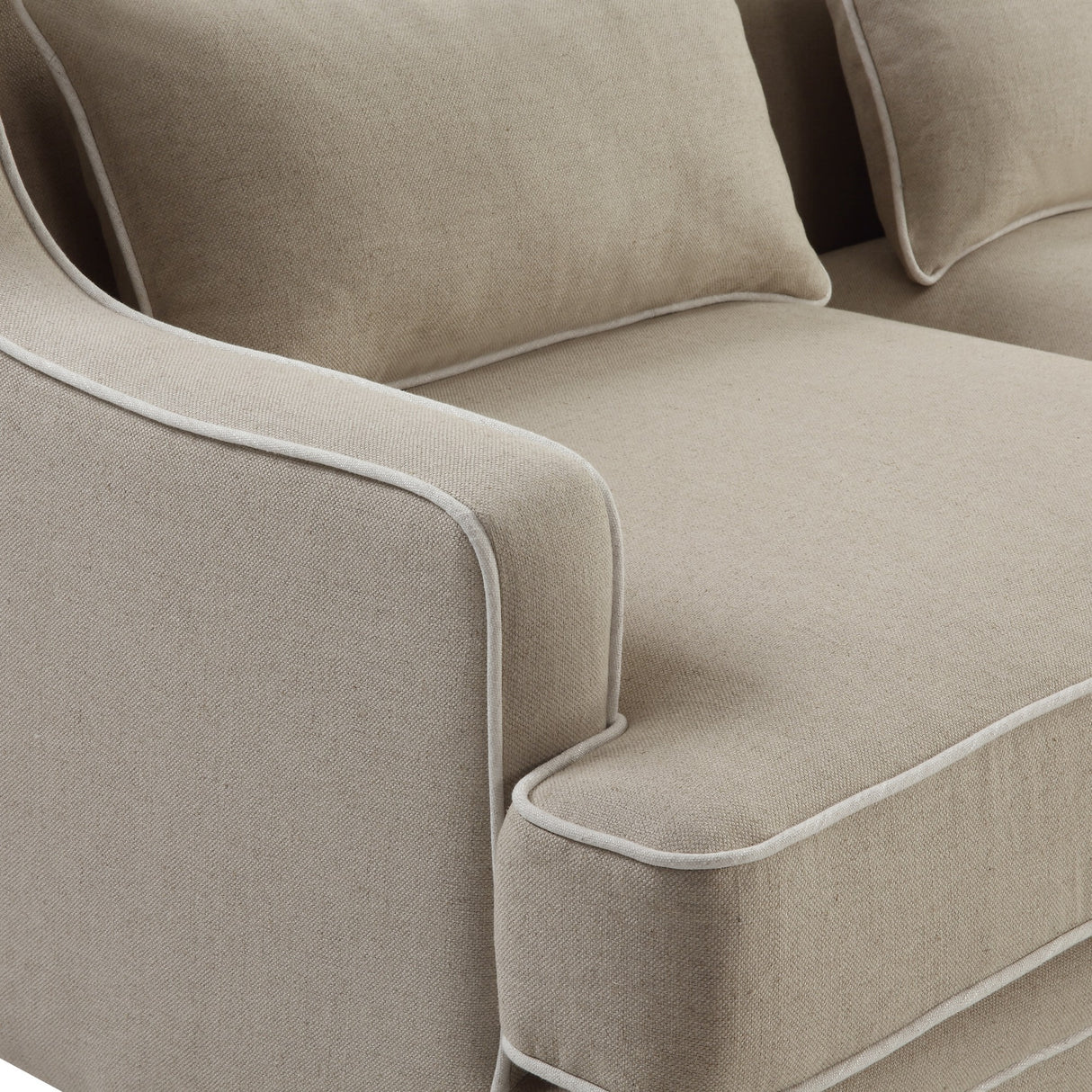 Newport Two Seater Sofa In Natural With White Piping