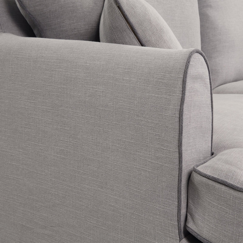 Pale Grey Three Seater Sofa with Piping