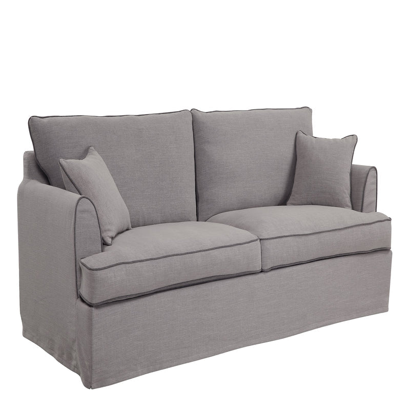 Pale Grey Three Seater Sofa with Piping