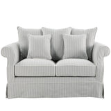 Lexington Two Seater Sofa In Classic Silver Grey Pinstripe