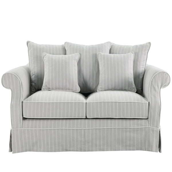 Lexington Two Seater Sofa In Classic Silver Grey Pinstripe