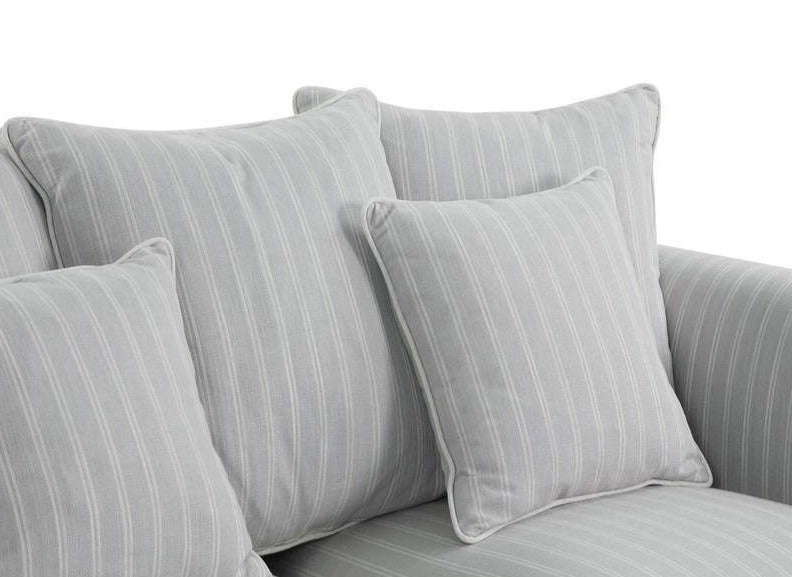 Lexington Three Seater Sofa In Classic Silver Grey Pinstripe