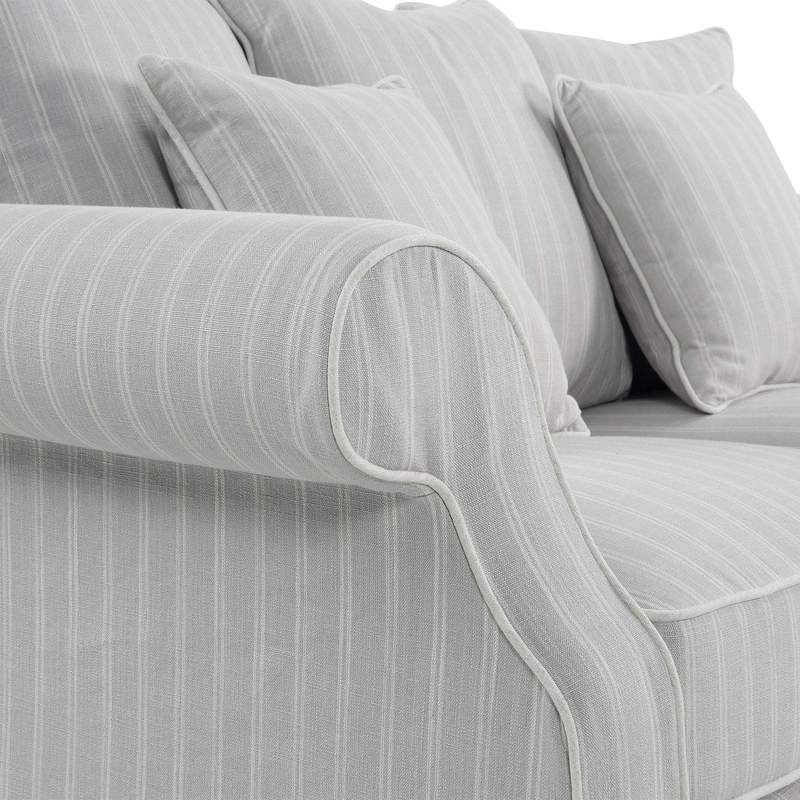 Lexington Three Seater Sofa In Classic Silver Grey Pinstripe