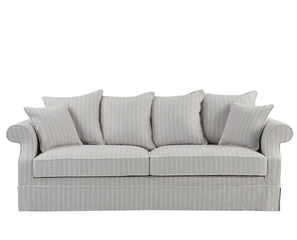 Lexington Three Seater Sofa In Classic Silver Grey Pinstripe
